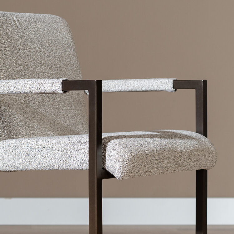 Eetkamerstoel Lio gemêleerde stof off white/bruin