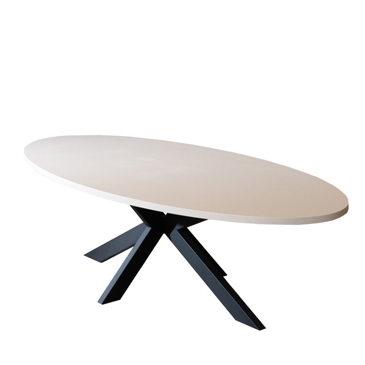 Eettafel Carl melamine beige ovaal 270 x 130 cm
