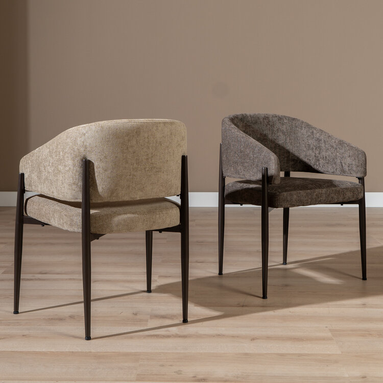 Velvet eetkamerstoel Bret bruin