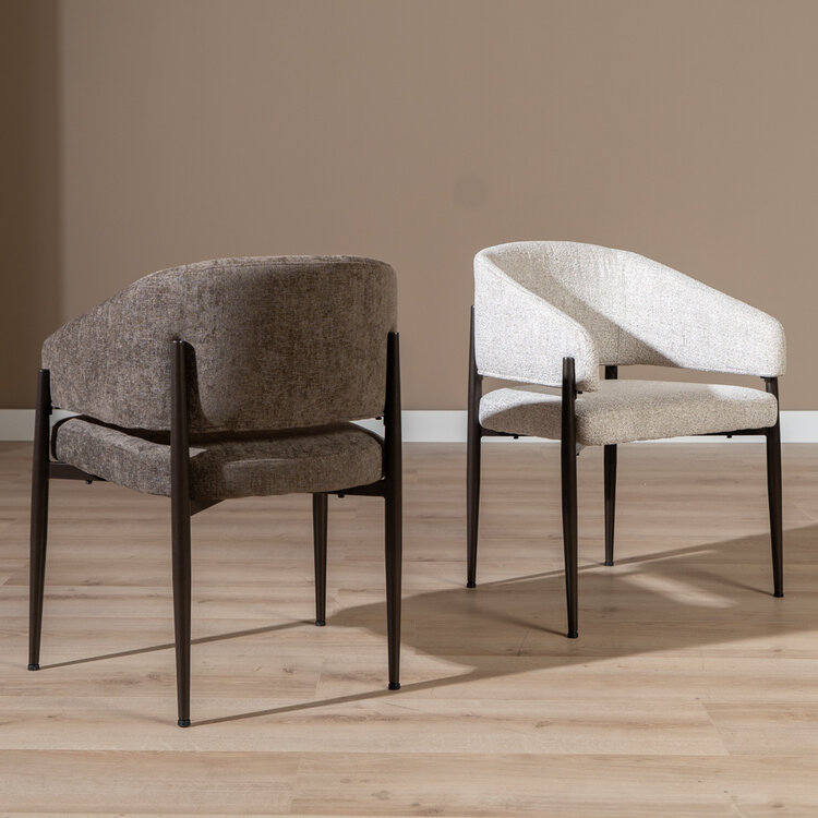 Eetkamerstoel Bret gemêleerde stof off white/bruin