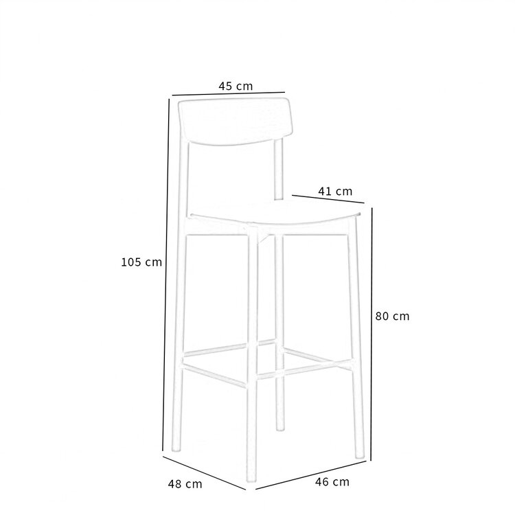 Scandinavische barkruk Jane naturel eiken/ off white 80 cm