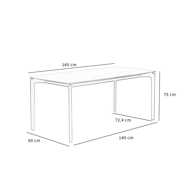 Scandinavische eettafel Cala walnoot 160 x 90 cm
