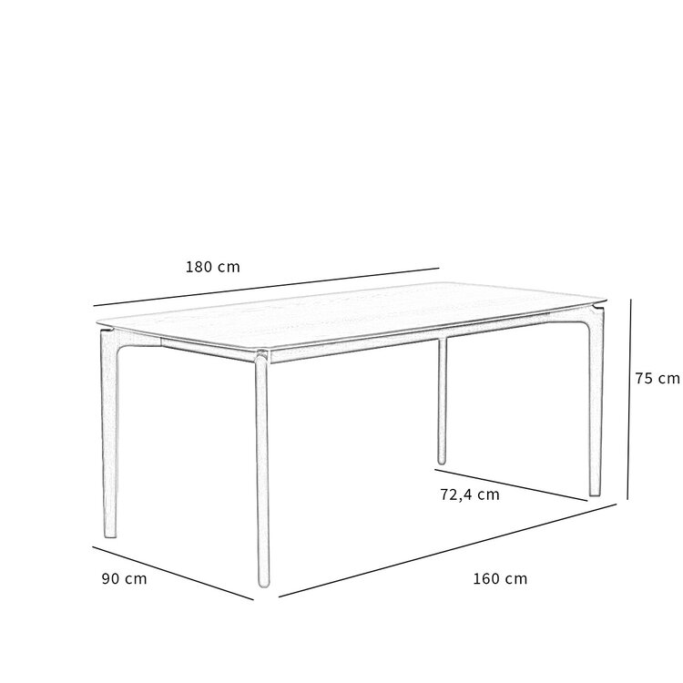 Scandinavische eettafel Cala walnoot 180 x 90 cm