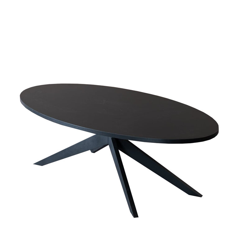 Eettafel Dio melamine zwart ovaal 270 x 130 cm