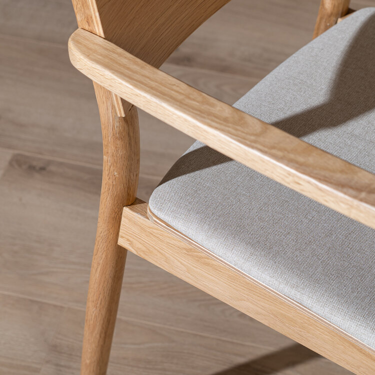 Scandinavische eetkamerstoel Juan naturel eiken/off white