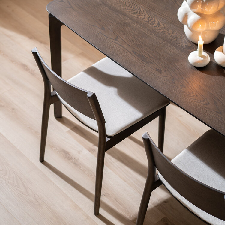 Scandinavische eetkamerstoel Elio walnoot/off white