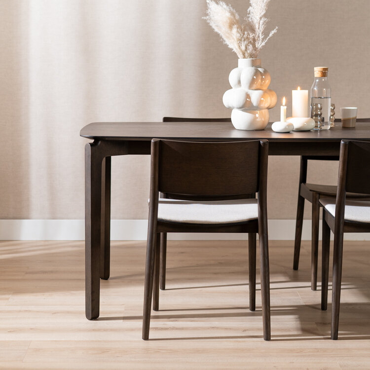 Scandinavische eetkamerstoel Elio walnoot/off white