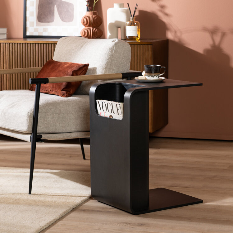 Scandinavische bijzettafel/salontafel Isla zwart