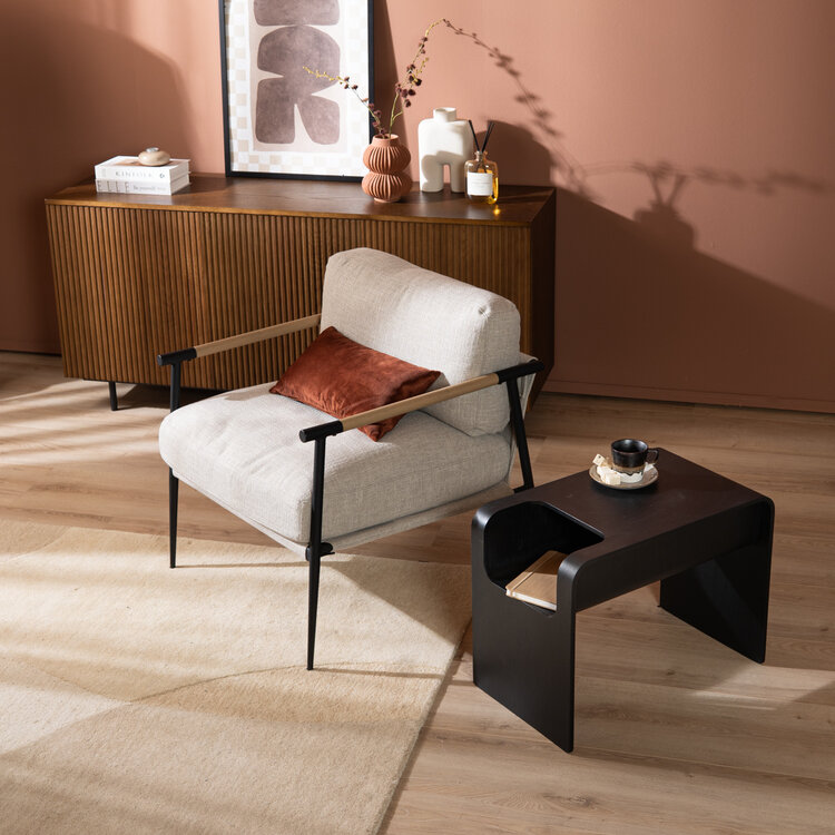 Scandinavische bijzettafel/salontafel Isla zwart