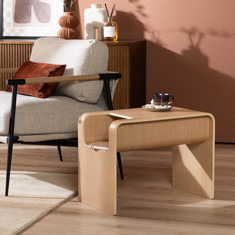 Scandinavische bijzettafel/salontafel Isla 60x35x45 naturel eiken