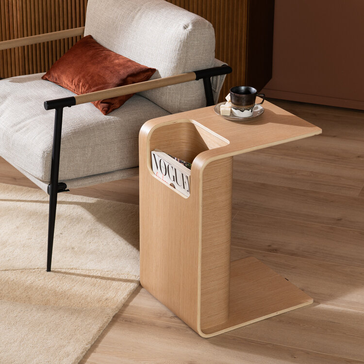 Scandinavische bijzettafel/salontafel Isla 60x35x45 naturel eiken