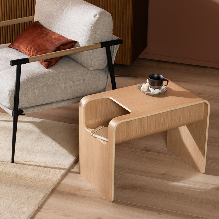 Scandinavische bijzettafel/salontafel Isla 60x35x45 naturel eiken