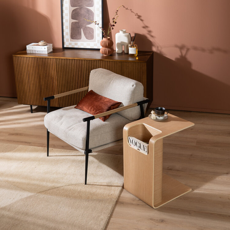 Scandinavische bijzettafel/salontafel Isla 60x35x45 naturel eiken