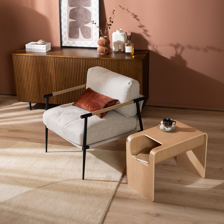 Scandinavische bijzettafel/salontafel Isla 60x35x45 naturel eiken