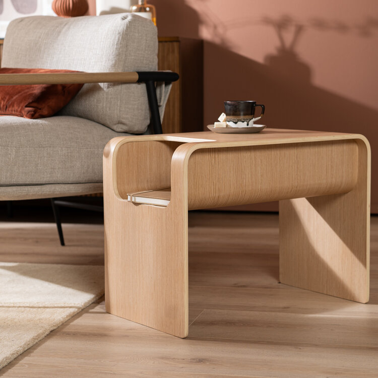 Scandinavische bijzettafel/salontafel Isla 60x35x45 naturel eiken