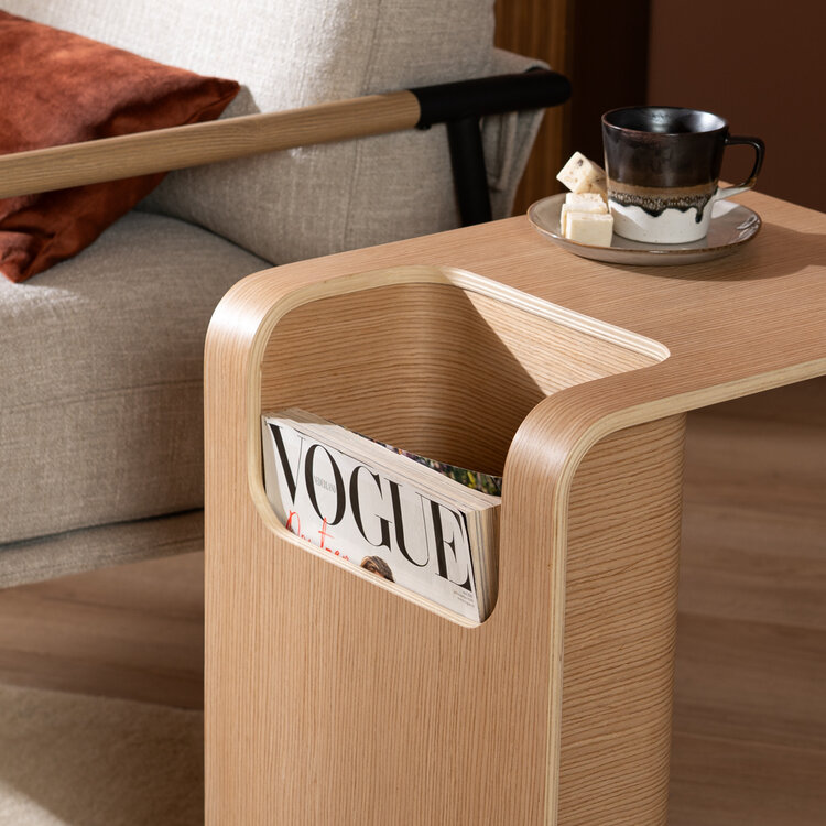 Scandinavische bijzettafel/salontafel Isla 60x35x45 naturel eiken