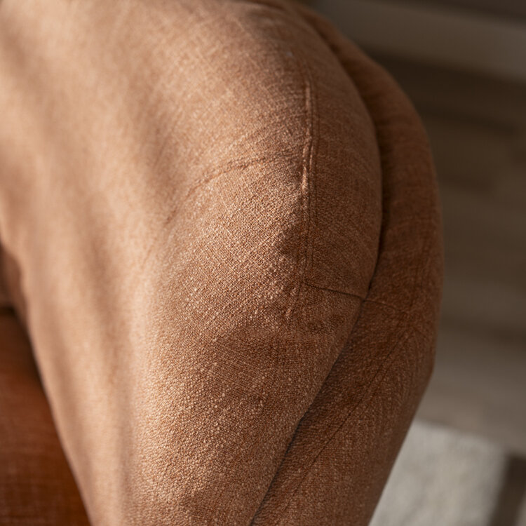 Draaifauteuil met hocker Isobel linnen koper