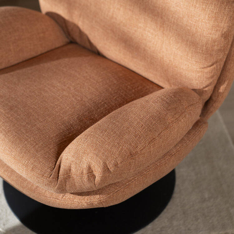 Draaifauteuil met hocker Isobel linnen koper