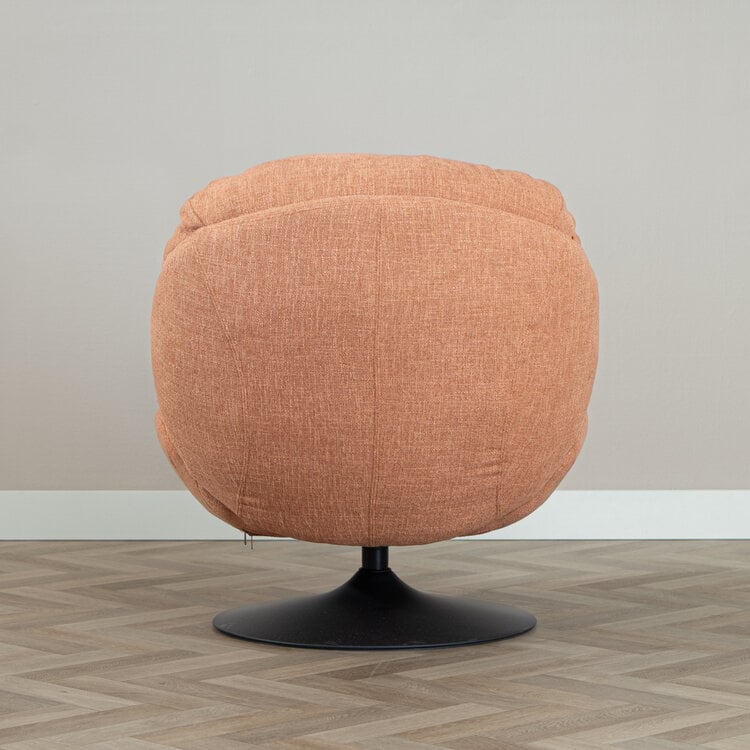Draaifauteuil met hocker Isobel linnen koper