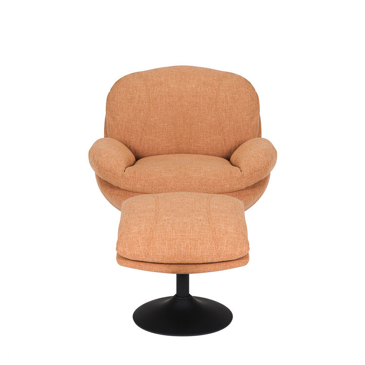 Draaifauteuil met hocker Isobel linnen koper