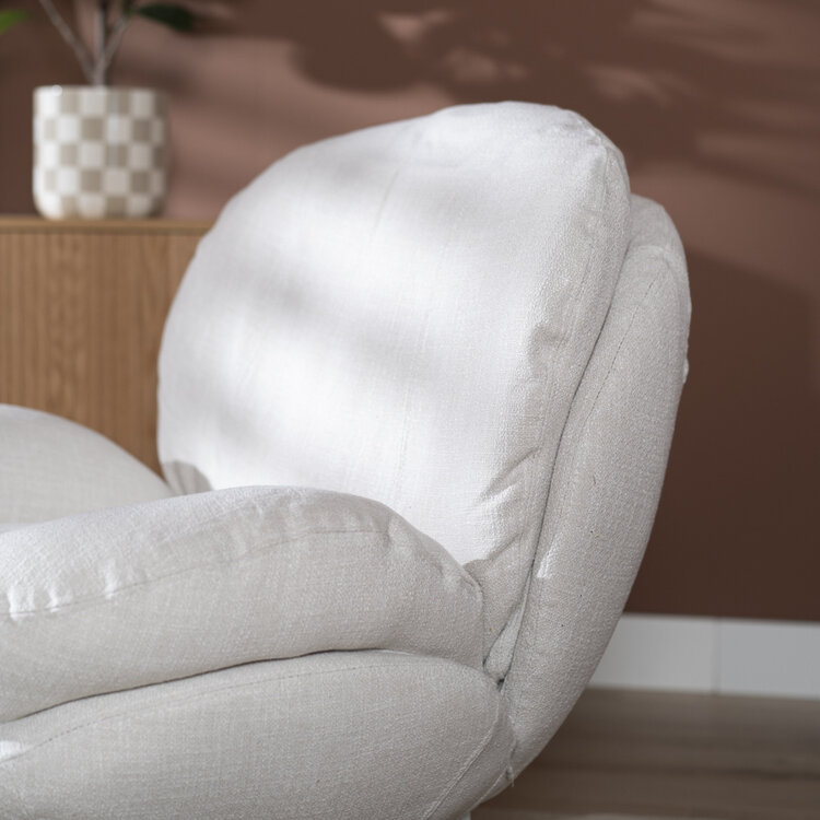 Draaifauteuil met hocker Isobel linnen off white