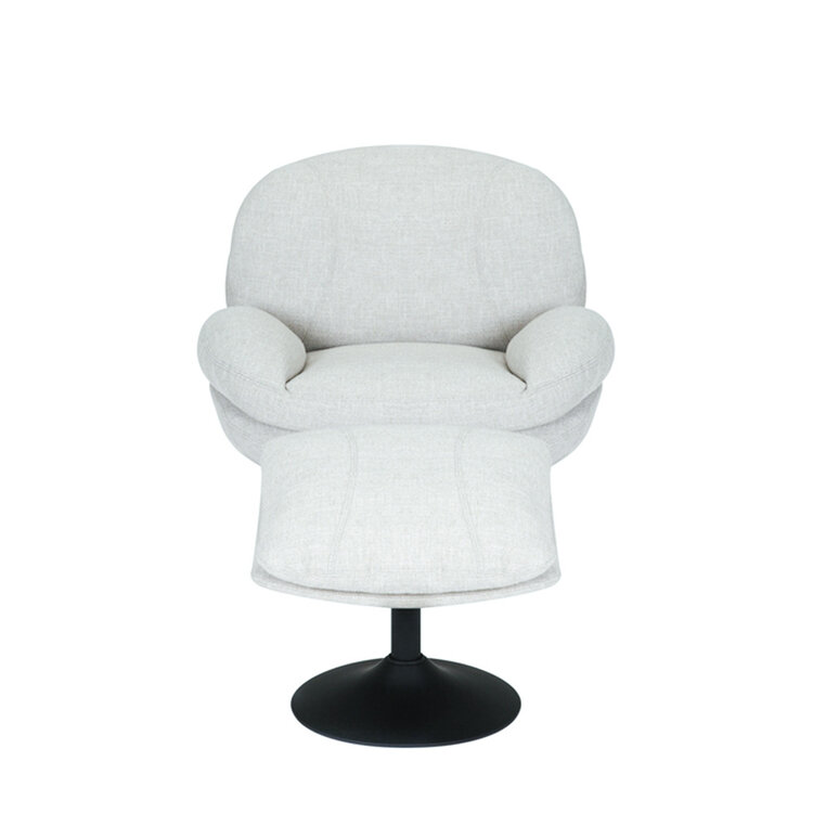 Draaifauteuil met hocker Isobel linnen off white