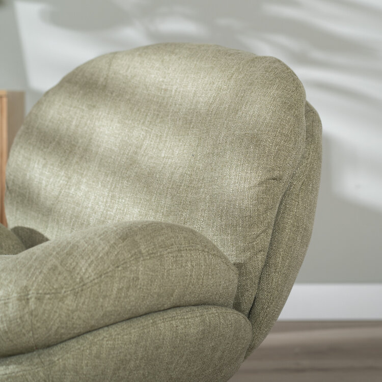 Draaifauteuil met hocker Isobel linnen olijfgroen