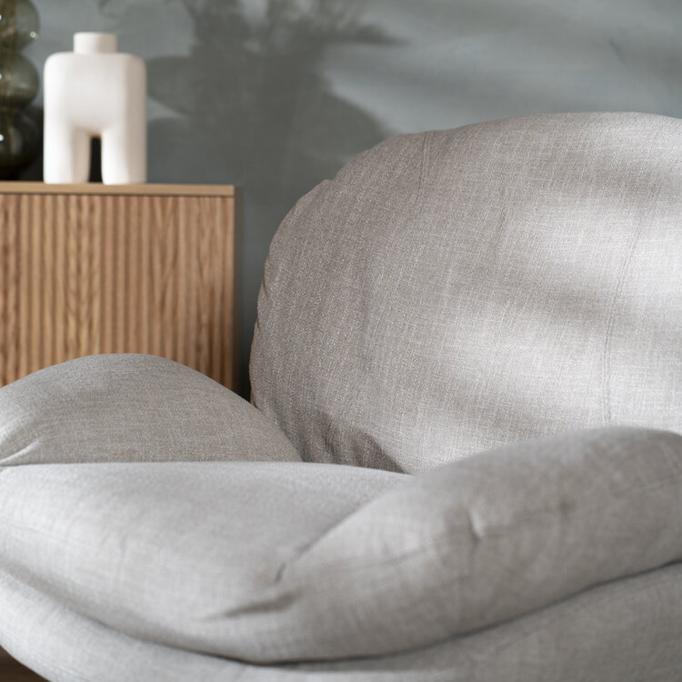 Draaifauteuil met hocker Isobel linnen taupe