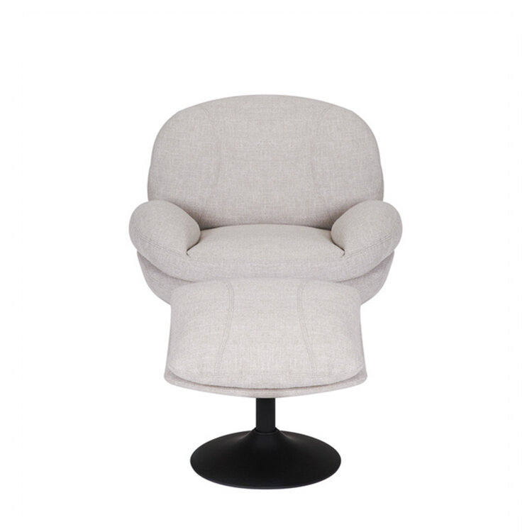 Draaifauteuil met hocker Isobel linnen taupe