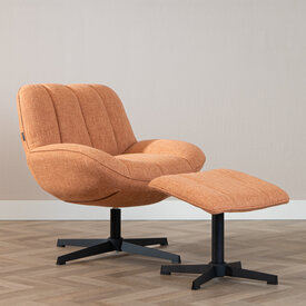 Draaifauteuil met hocker Santa linnen koper
