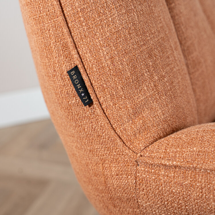 Draaifauteuil met hocker Santa linnen koper