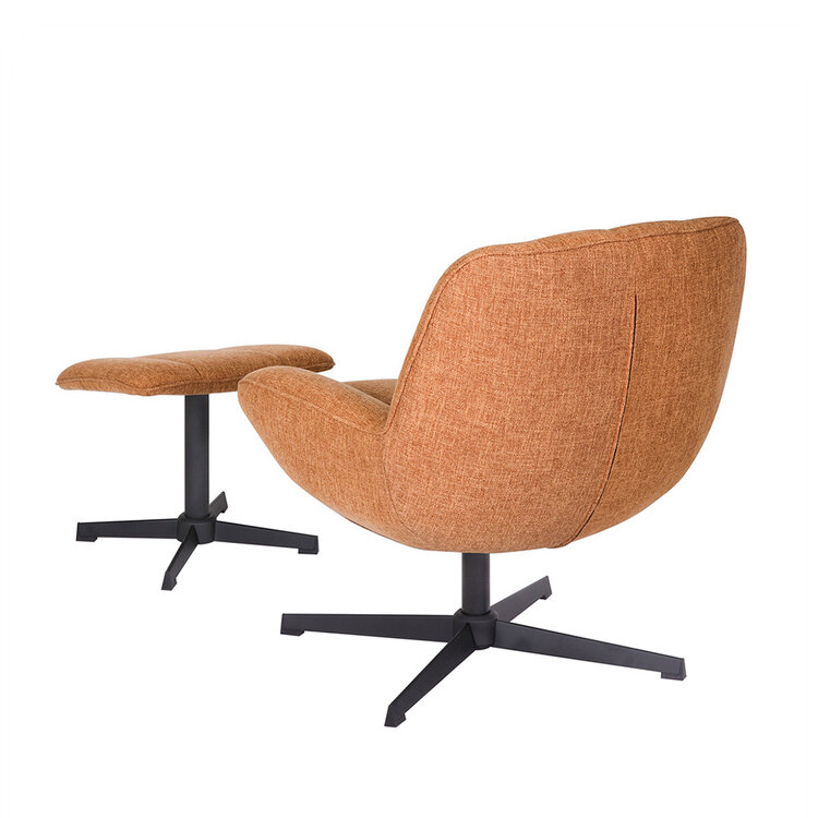 Draaifauteuil met hocker Santa linnen koper