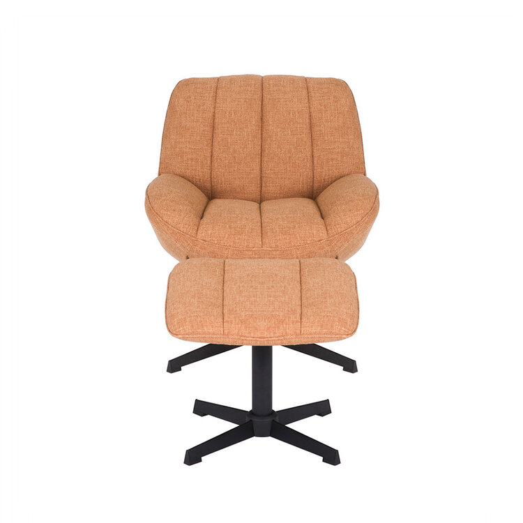 Draaifauteuil met hocker Santa linnen koper