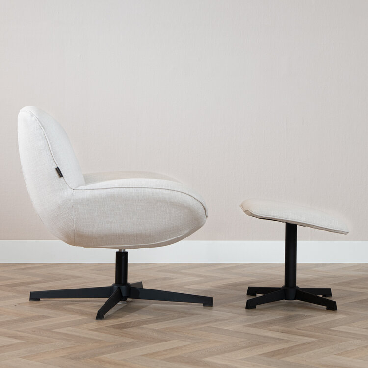 Draaifauteuil met hocker Santa linnen off white