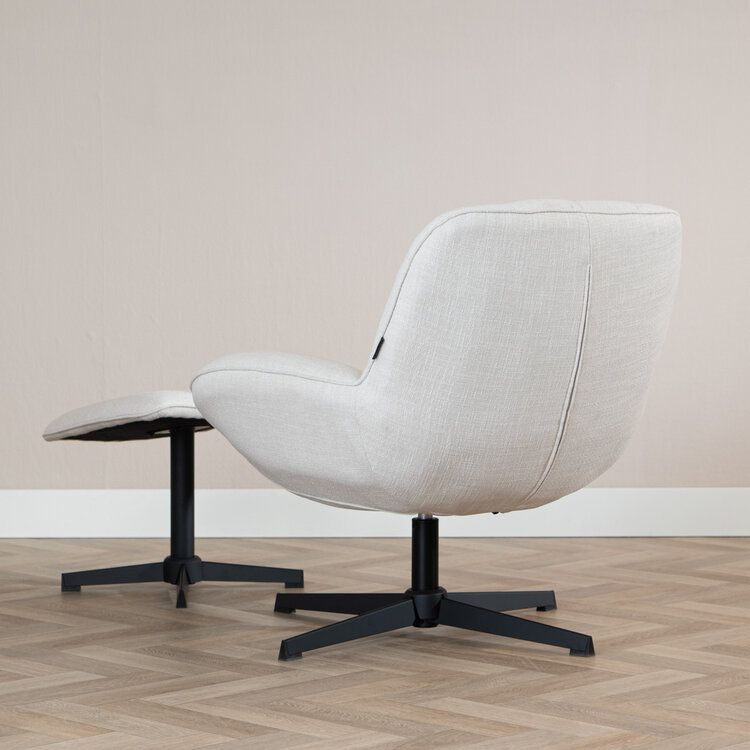 Draaifauteuil met hocker Santa linnen off white