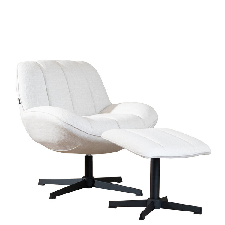 Draaifauteuil met hocker Santa linnen off white