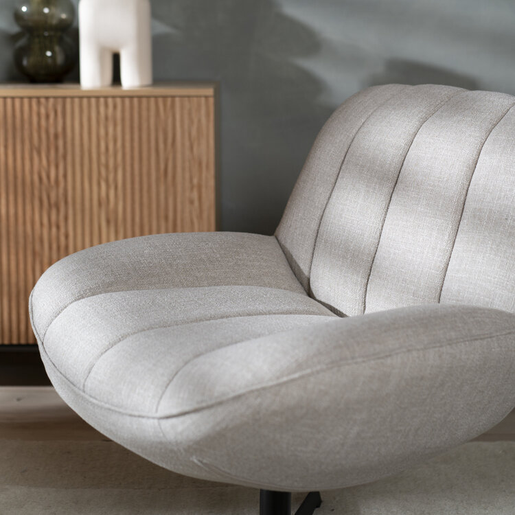 Draaifauteuil met hocker Santa linnen taupe