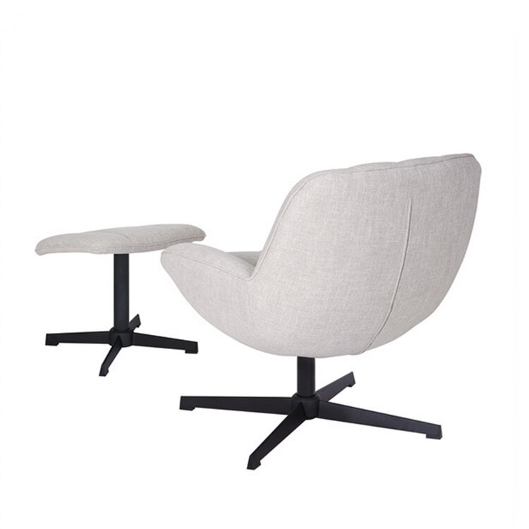 Draaifauteuil met hocker Santa linnen taupe