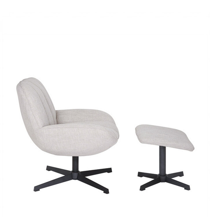 Draaifauteuil met hocker Santa linnen taupe