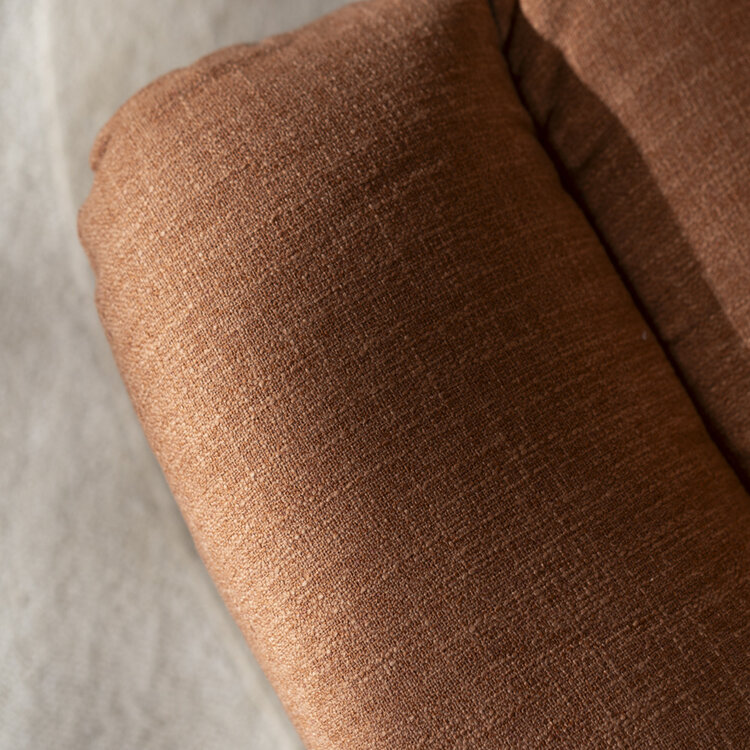 Draaifauteuil met hocker Cristo linnen koper