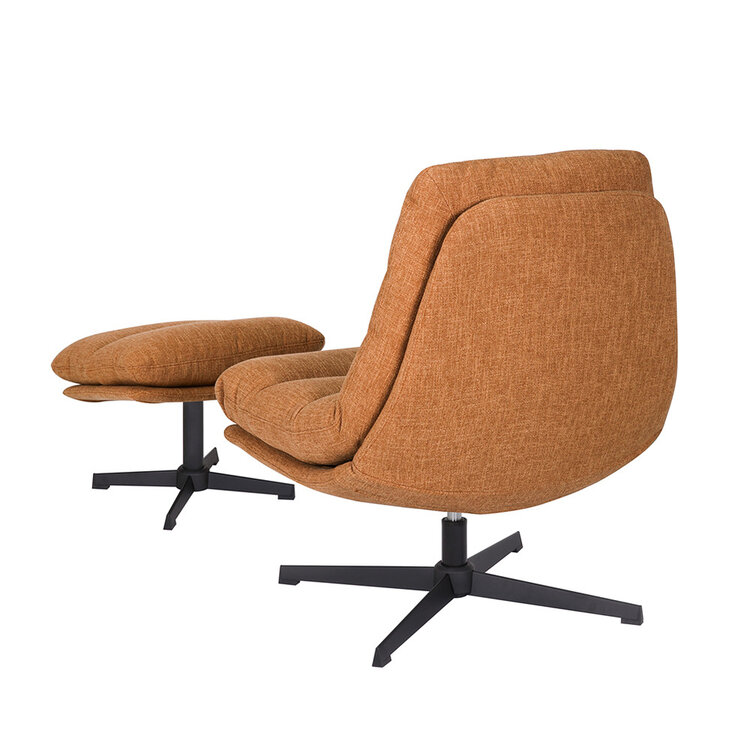 Draaifauteuil met hocker Cristo linnen koper