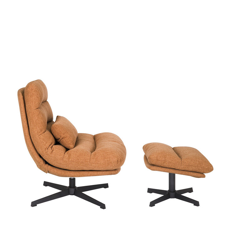 Draaifauteuil met hocker Cristo linnen koper