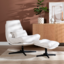 Draaifauteuil met hocker Cristo linnen off white