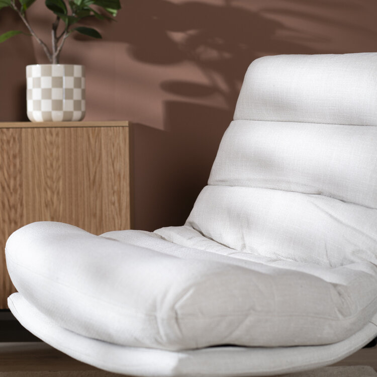 Draaifauteuil met hocker Cristo linnen off white