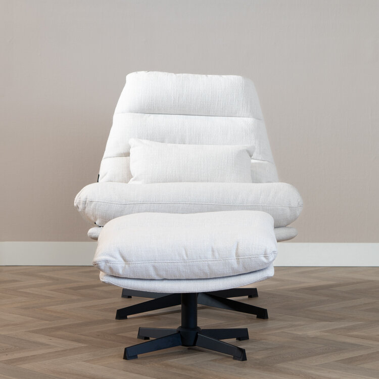 Draaifauteuil met hocker Cristo linnen off white