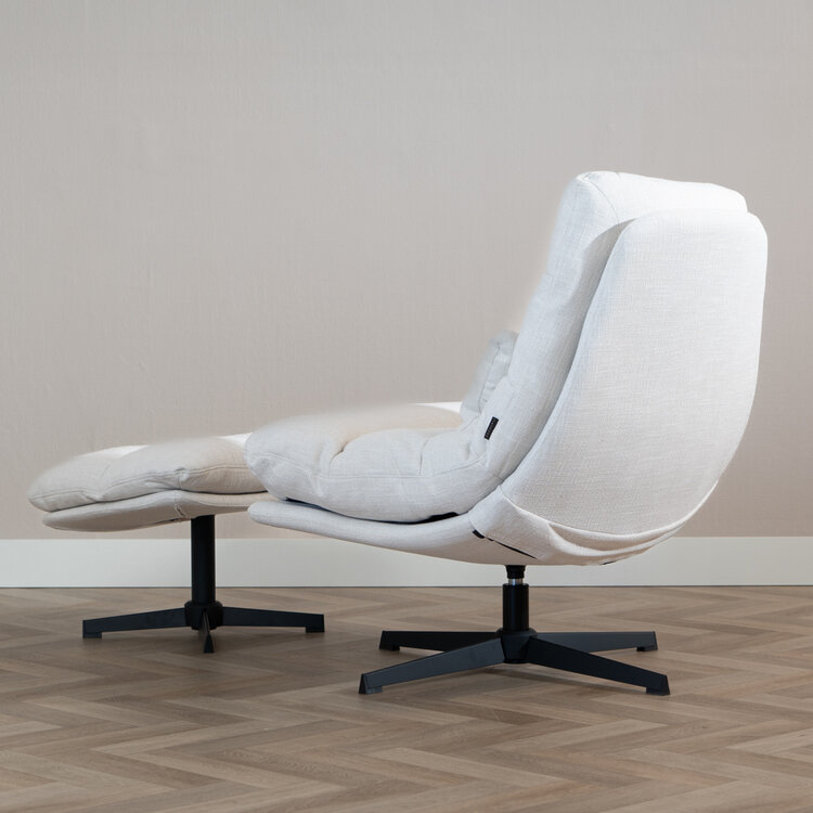 Draaifauteuil met hocker Cristo linnen off white