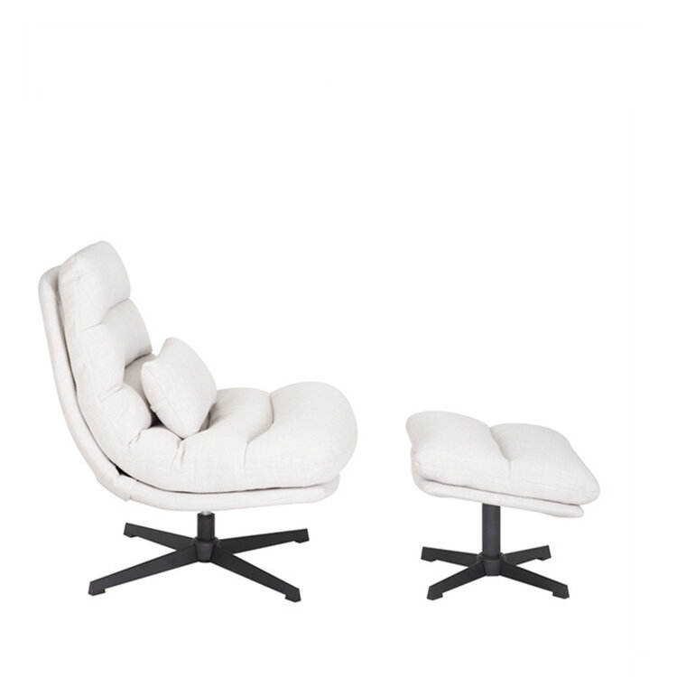 Draaifauteuil met hocker Cristo linnen off white