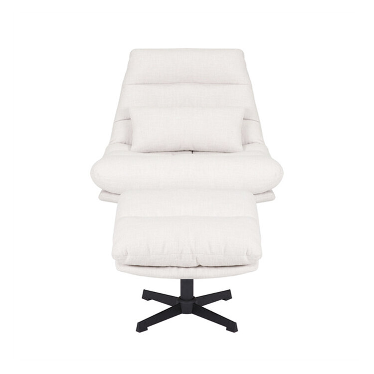 Draaifauteuil met hocker Cristo linnen off white