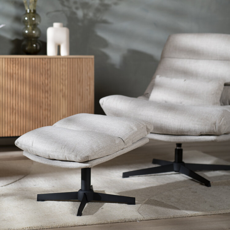 Draaifauteuil met hocker Cristo linnen taupe