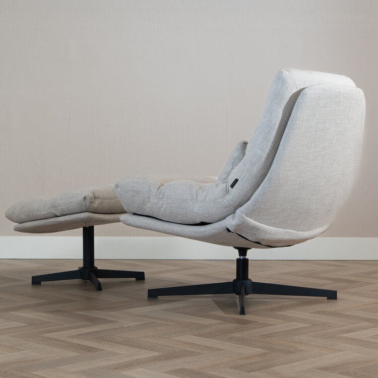 Draaifauteuil met hocker Cristo linnen taupe